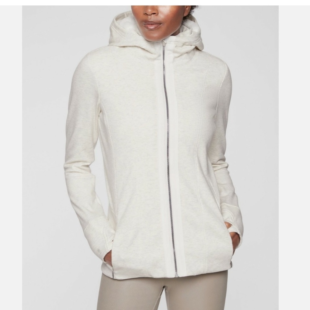 Athleta Luxe Victory Hoodie Fur Lined Jacket Gray Heather SIZE XS